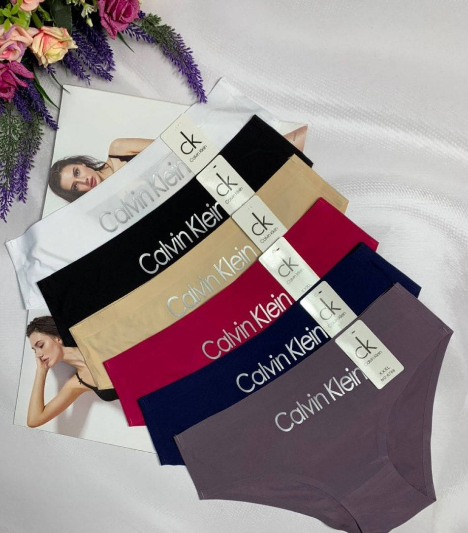 

Женские бесшовные трусы слипы Calvin Klein (Разные цвета и размеры) L, Белый