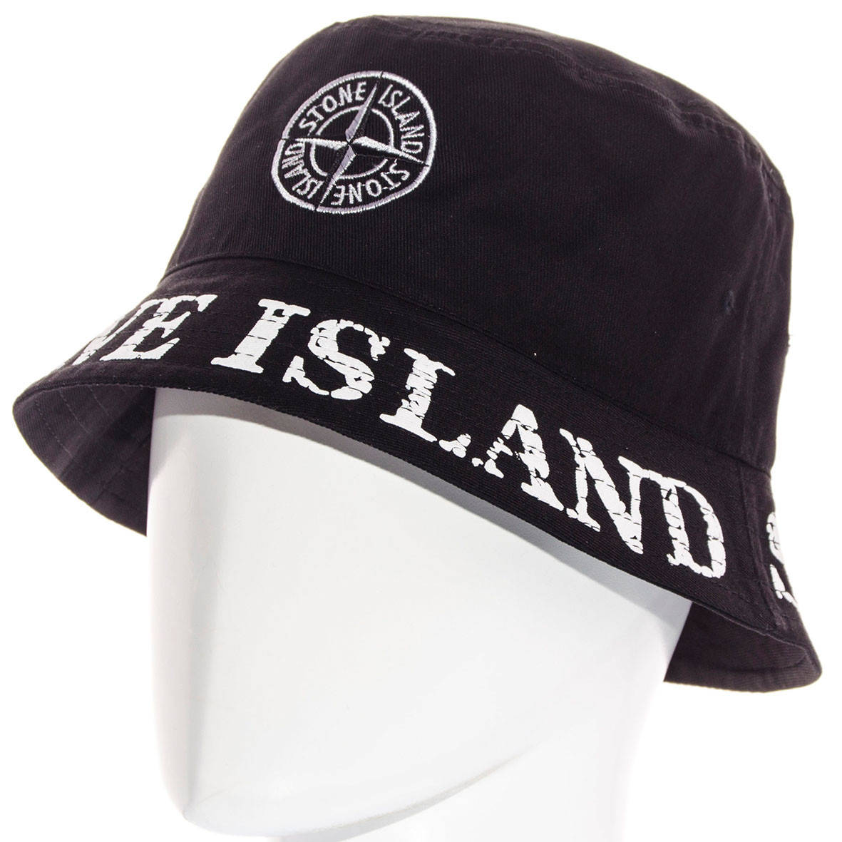 

Молодежная панама Стон Айленд Stone Island черная котоновая