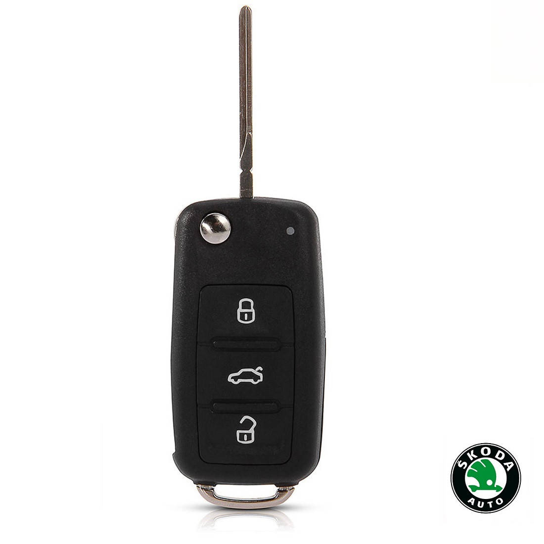 

Корпус выкидного ключа Skoda Octavia A5/Superb 2/Fabia 2/Rapid после 2009г. (3 кнопки+Логотип Skoda Green)