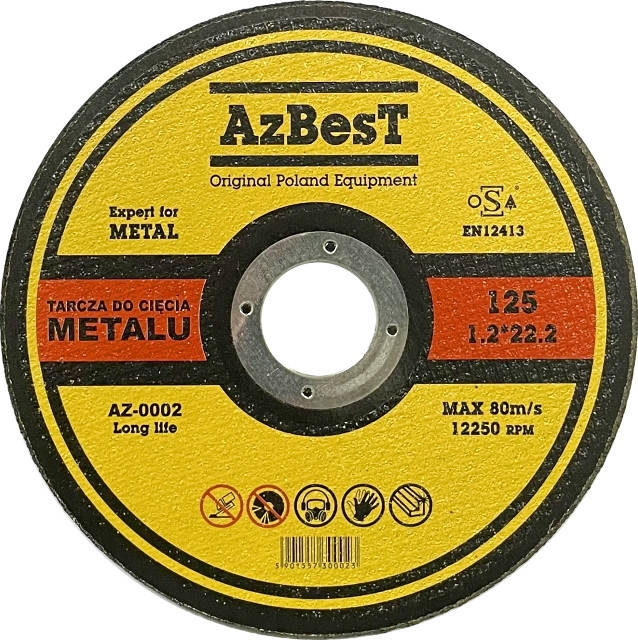 

Круг відрізний "AzBesT" 125х1,2х22,2мм для різки металу (Польща) (1/50)