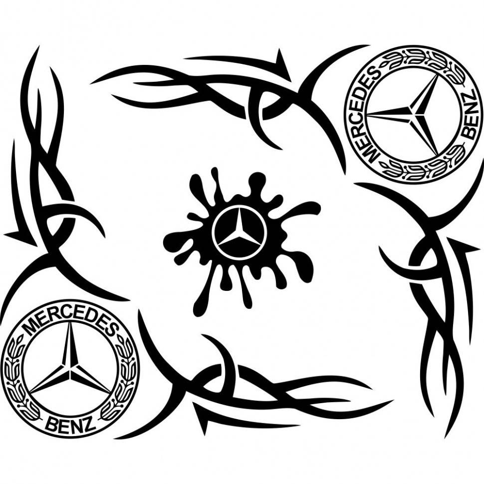 

Набор наклеек на автомобиль - Уголки на боковые стекла Mercedes-Benz Tribal v5