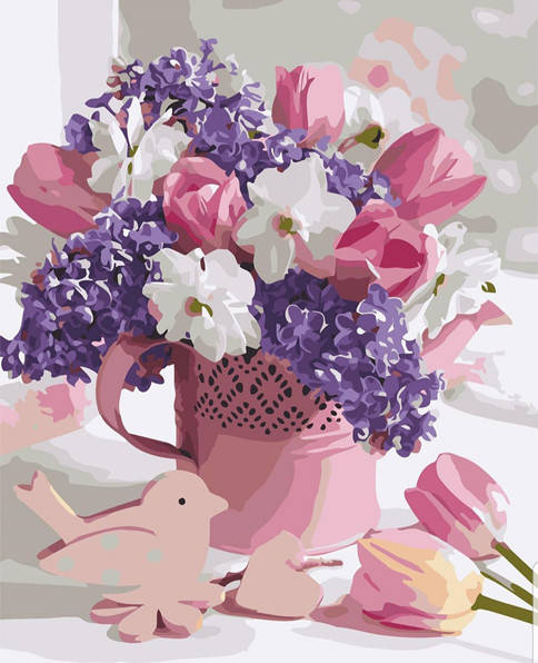 

Картина по номерам Весенний букет "40см * 40см (10)