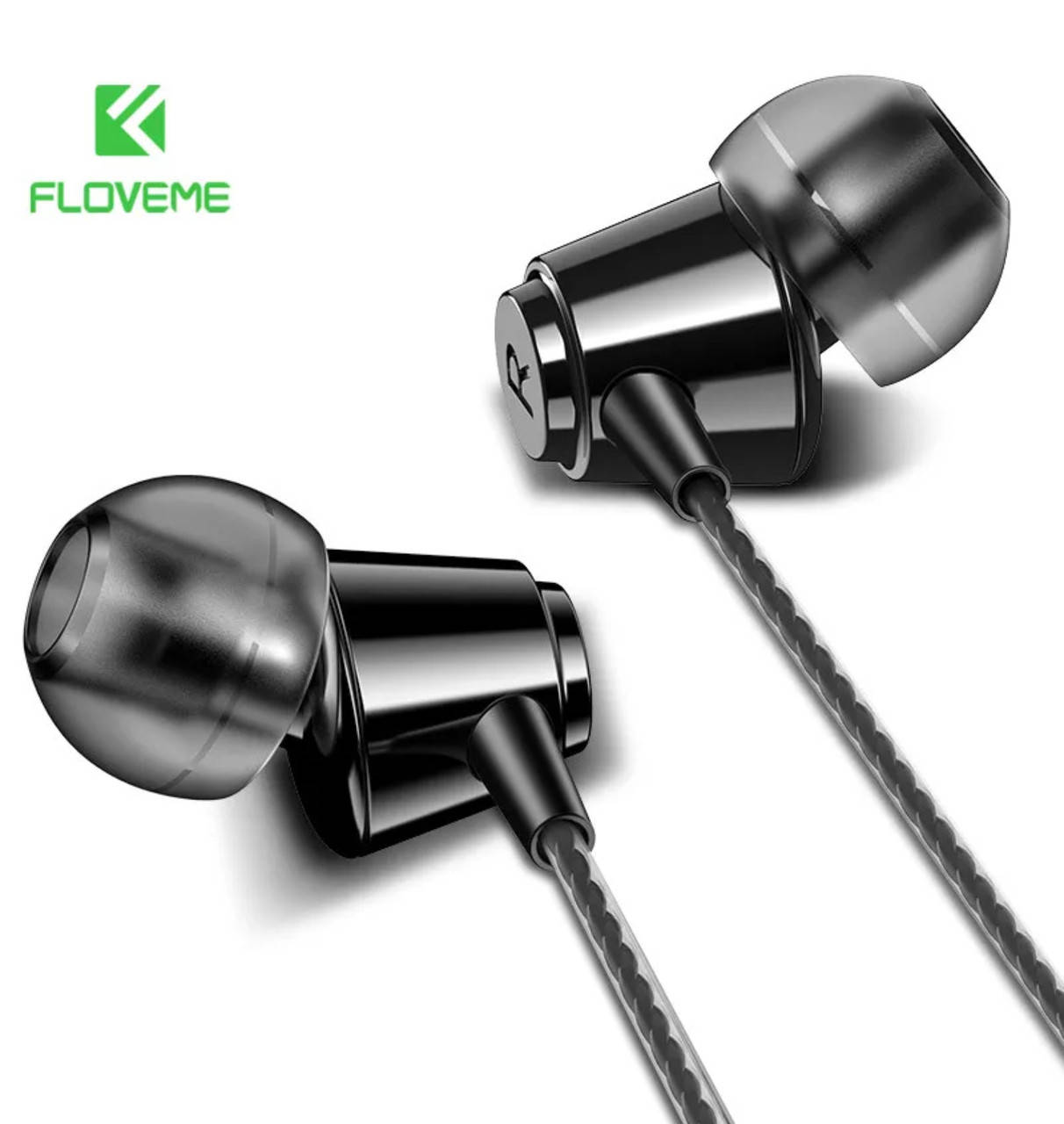 

Наушники-вкладыши Floveme проводные HiFi Stereo 3,5 mm с микрофоном (черный)