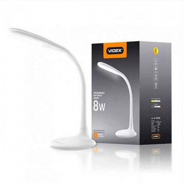 

Настольная светодиодная лампа с аккумулятором и сенсорным управлением Videx 8W 3000-5500K 220V (VL-TF03W), Белый