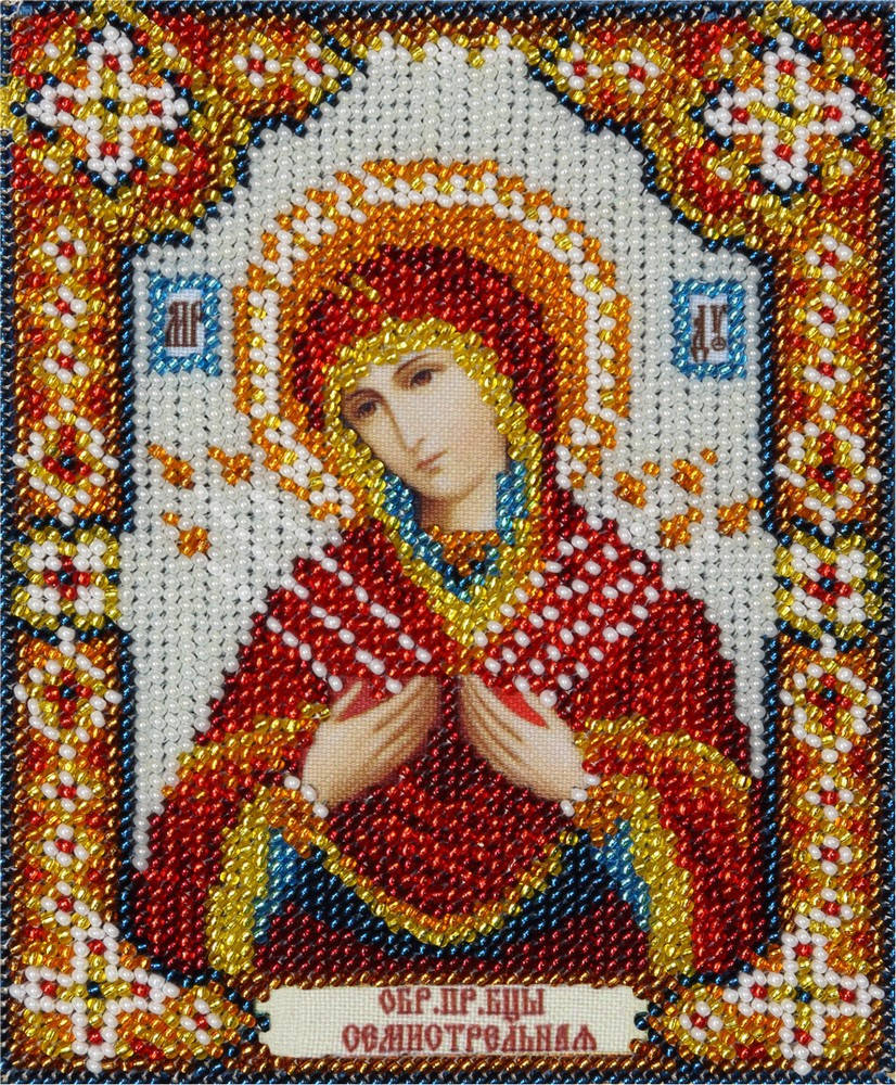 

Набор для вышивания бисером Икона Божией Матери "Семистрельная" частичная выкладка,Чехия,10x12 см