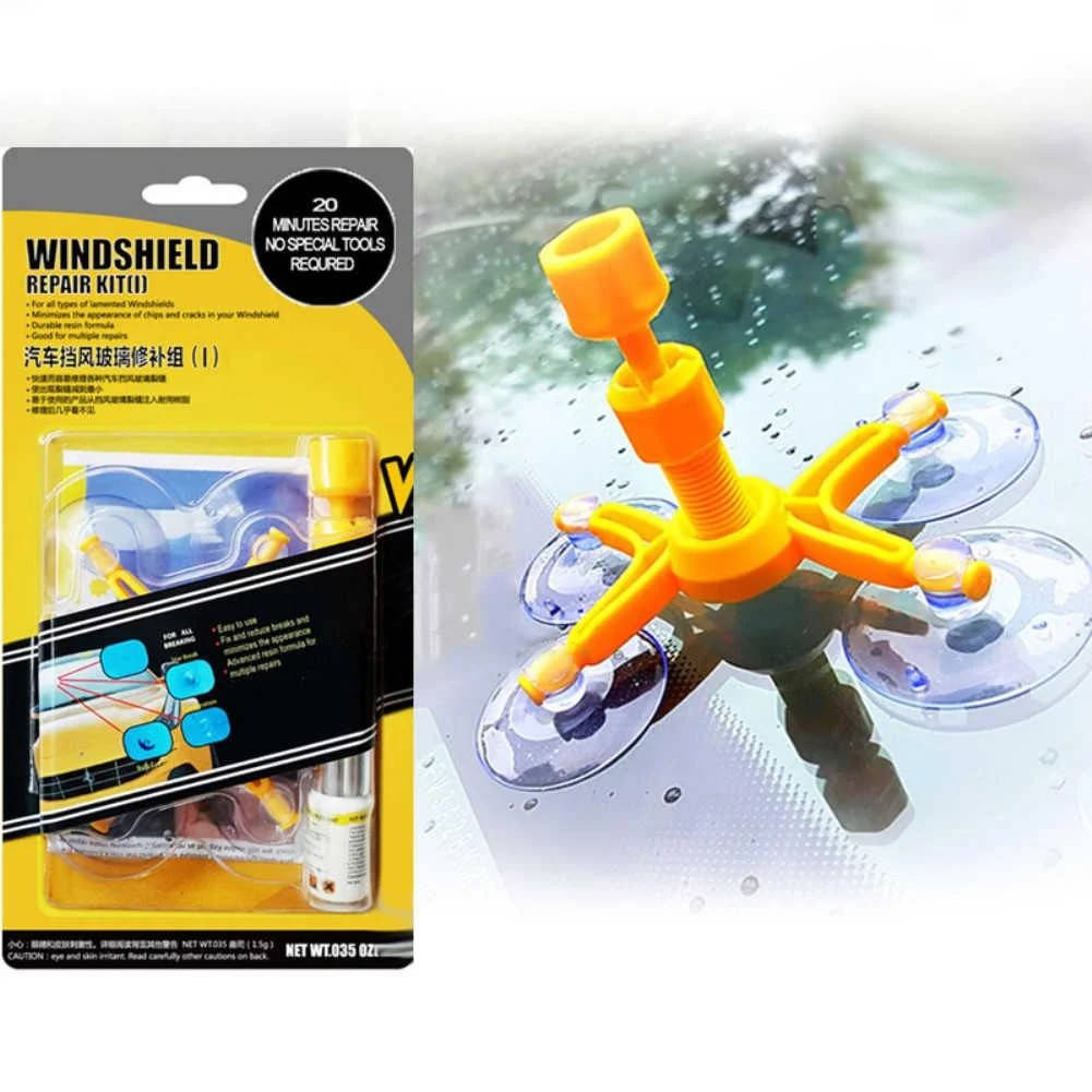 

Комплект для ремонта трещин и сколов лобового стекла windshield Repair Kit полимер клей ремкомплект