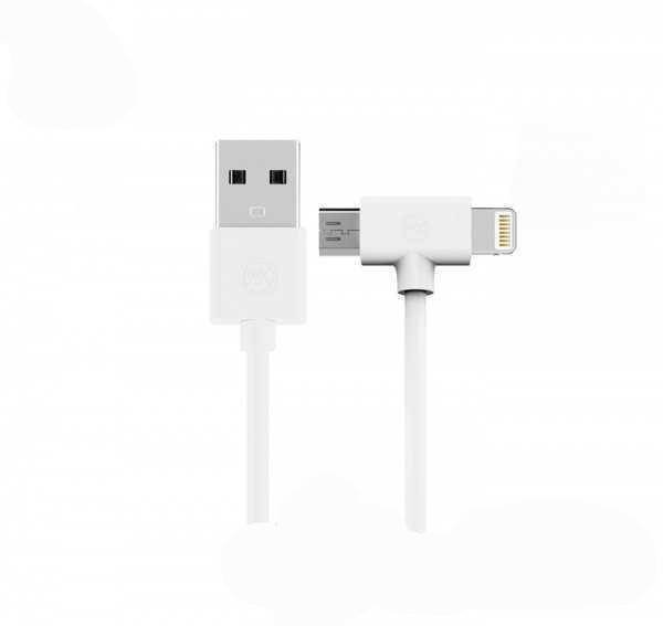 

Кабель Combo 2-in-1 Axe Lightning/microUSB 1м white WK 304702, Белый
