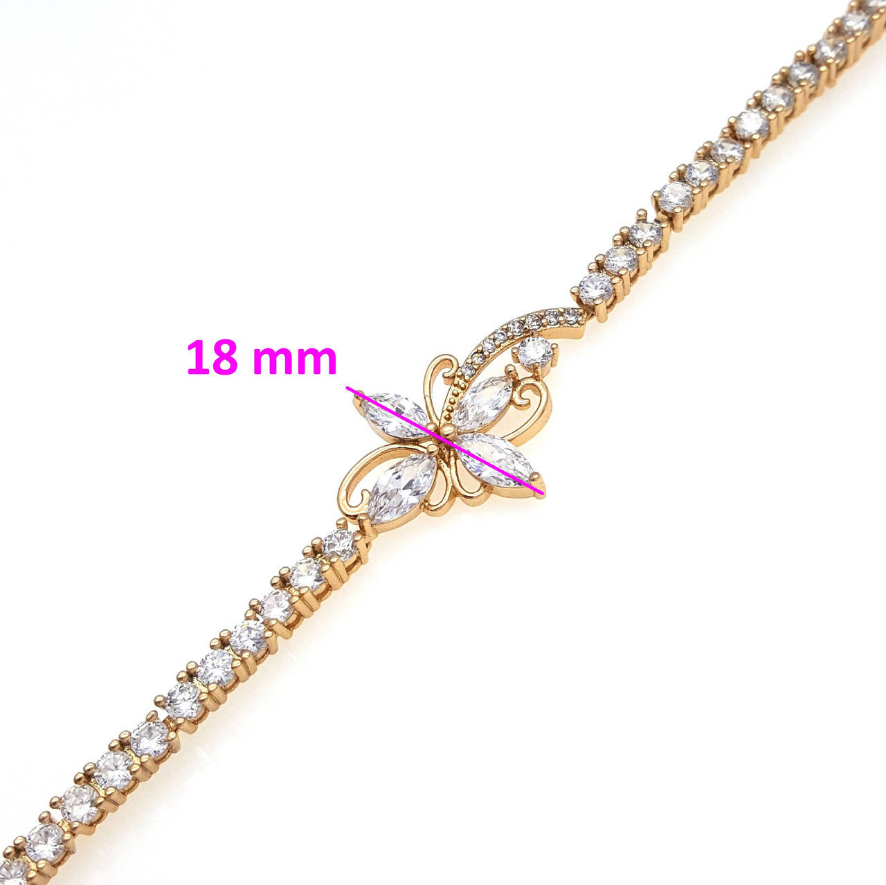 

Браслет Бабочка, с россыпью камней, p. 18, р. 21 медсталь, 18К