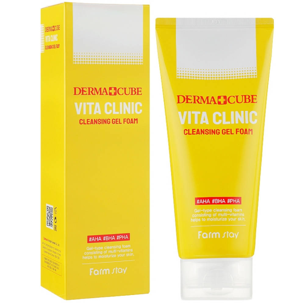 

Витаминная гель-пенка для умывания Farmstay Derma Cube Vita Clinic Cleansing Gel Foam 180 мл