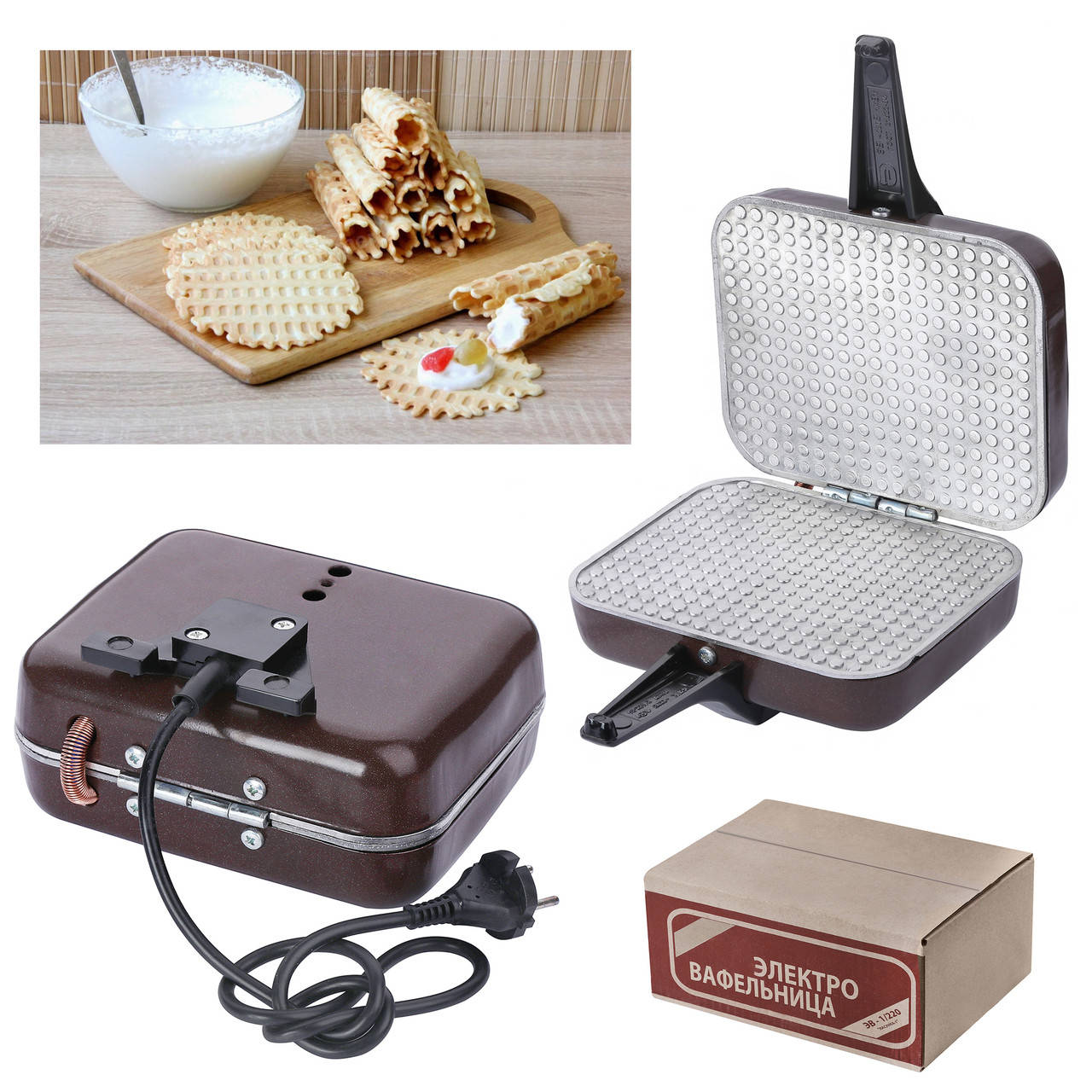 

Вафельница электрическая электровафельница подарочная сувенирная цвета меди ЭВ - 1/220 «Ласунка»