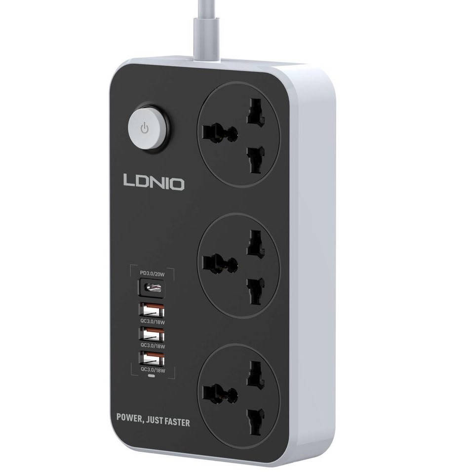 

Удлинитель сетевой LDNIO POWER SOCKET SC3412 |2500W, 2M, 3Sockets, 3USB/1Type-C, QC/PD, 3A/38W| Серый