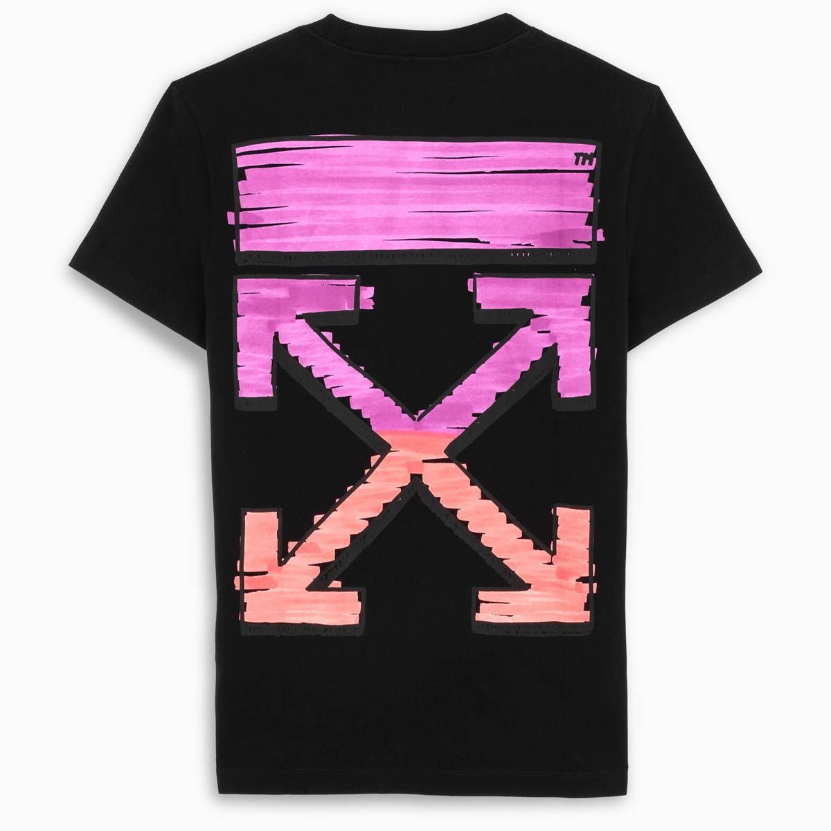 

Футболка OFF - WHITE значек цветной на спине Черная Размер S