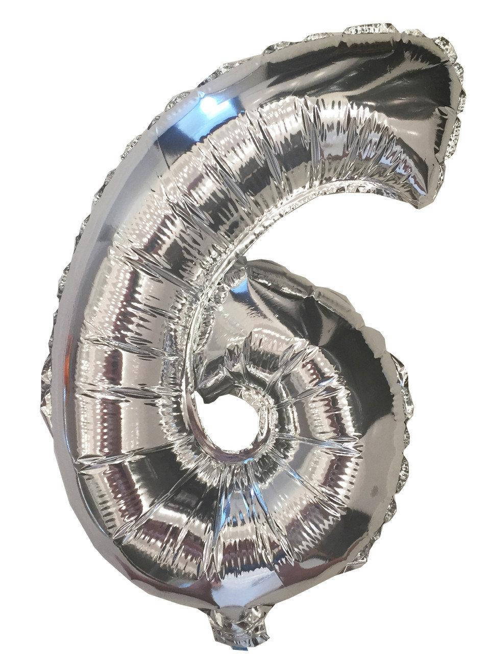 

Шар фольгированный серебро, цифра "6", Серебристый
