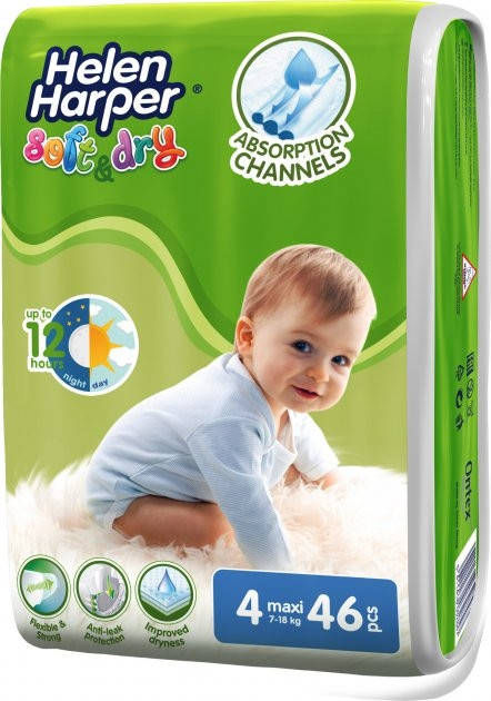 

Подгузники Helen Harper Soft & Dry Midi (Хелен Харпер) 4 (4-9 кг) 46 шт, Зелёный