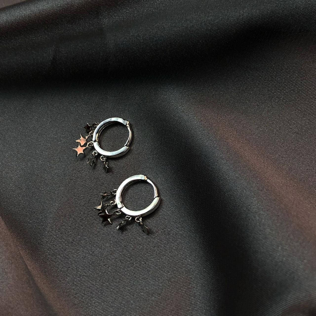 

Серьги кольца Звездопад с маленькими звездочками, сережки-конго, серебряное покрытие 925 пробы