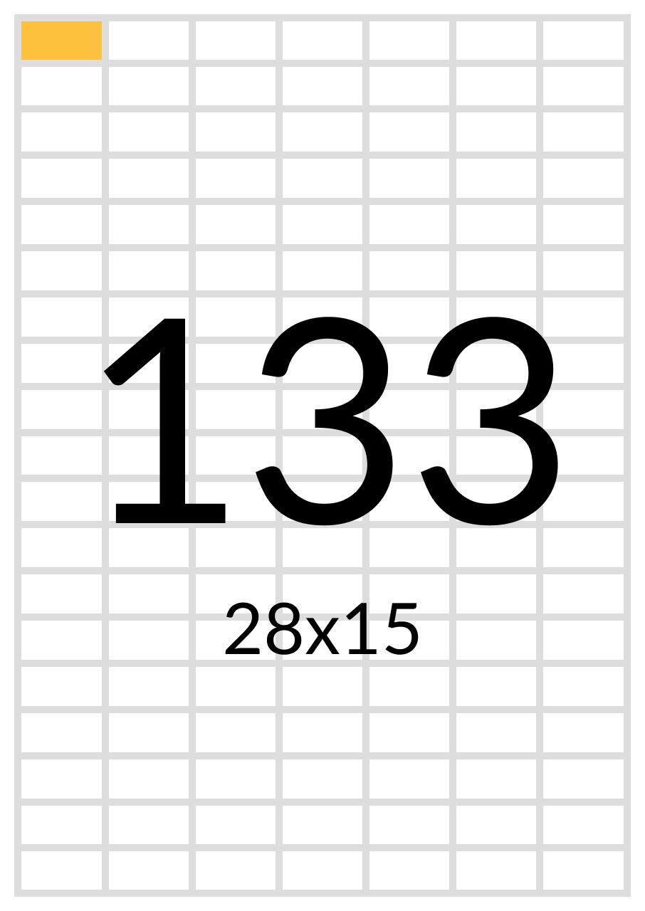 

Самоклеящаяся бумага А4 (матовая) - 133 этикеток на листе. Размер: 28х15 мм., Белый