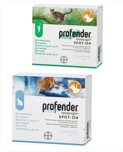 

Капли Профендер для кошек от 2,5 до 5 кг, 0,7 мл (1 пипетка) Bayer