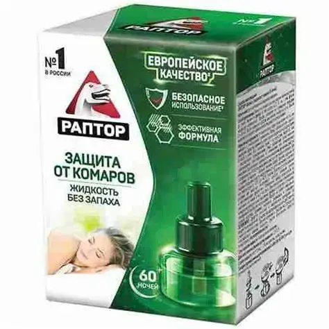 

Жидкость от комаров Раптор 60 ночей, без запаха, 33 мл‎