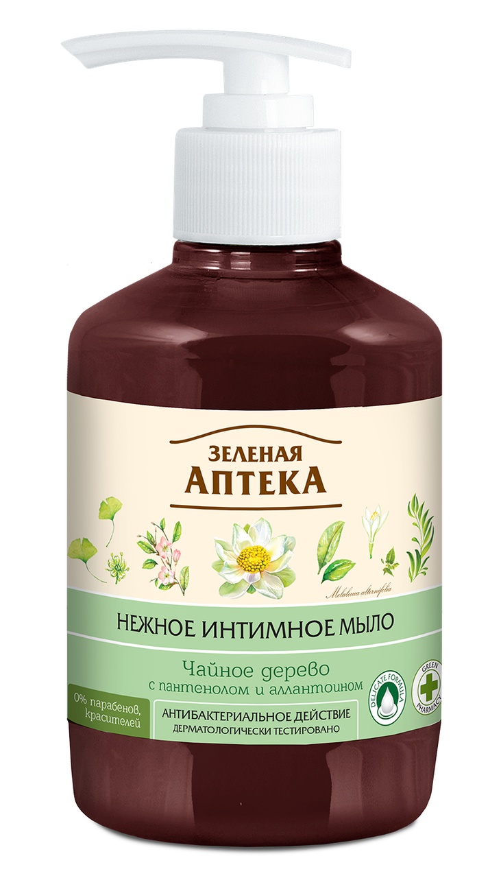 

Нежное интимное мыло "Чайное дерево" - Зеленая Аптека 370мл.