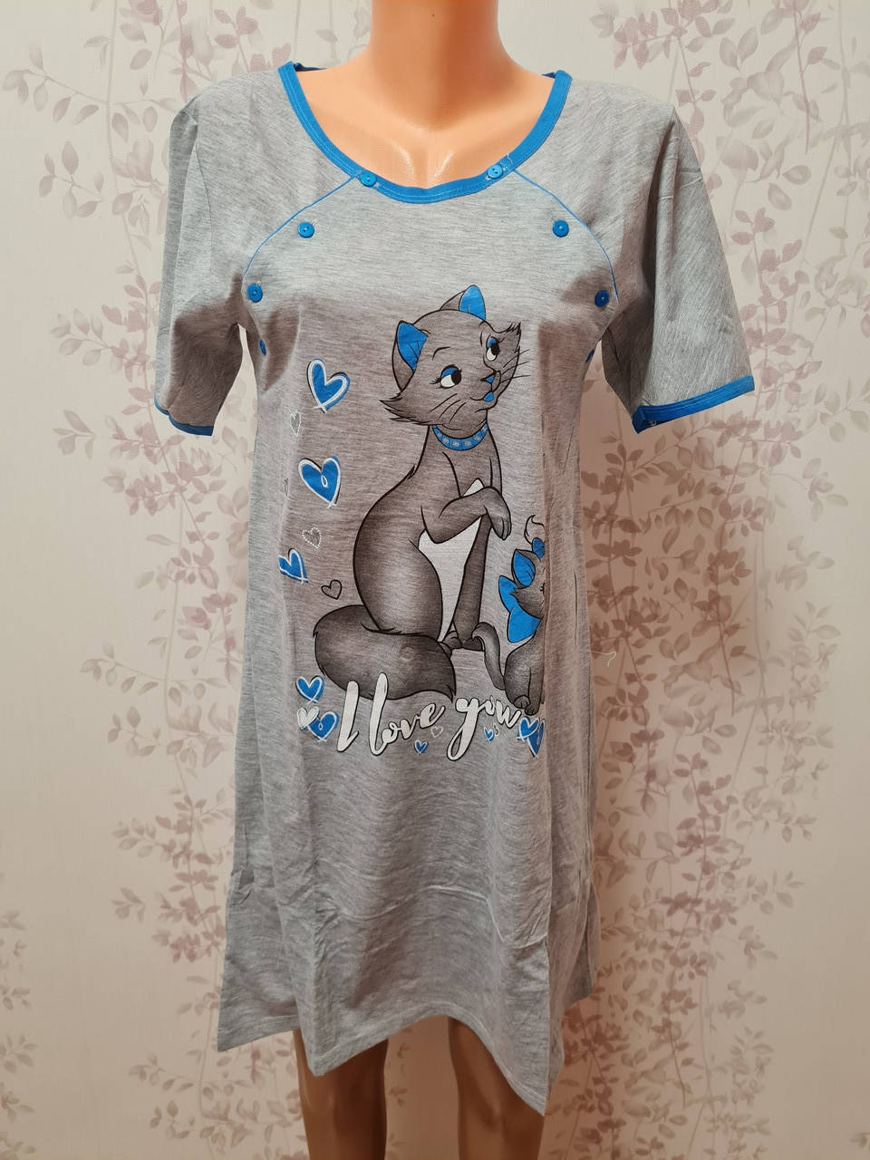 

Женская трикотажная домашняя туника для кормящих