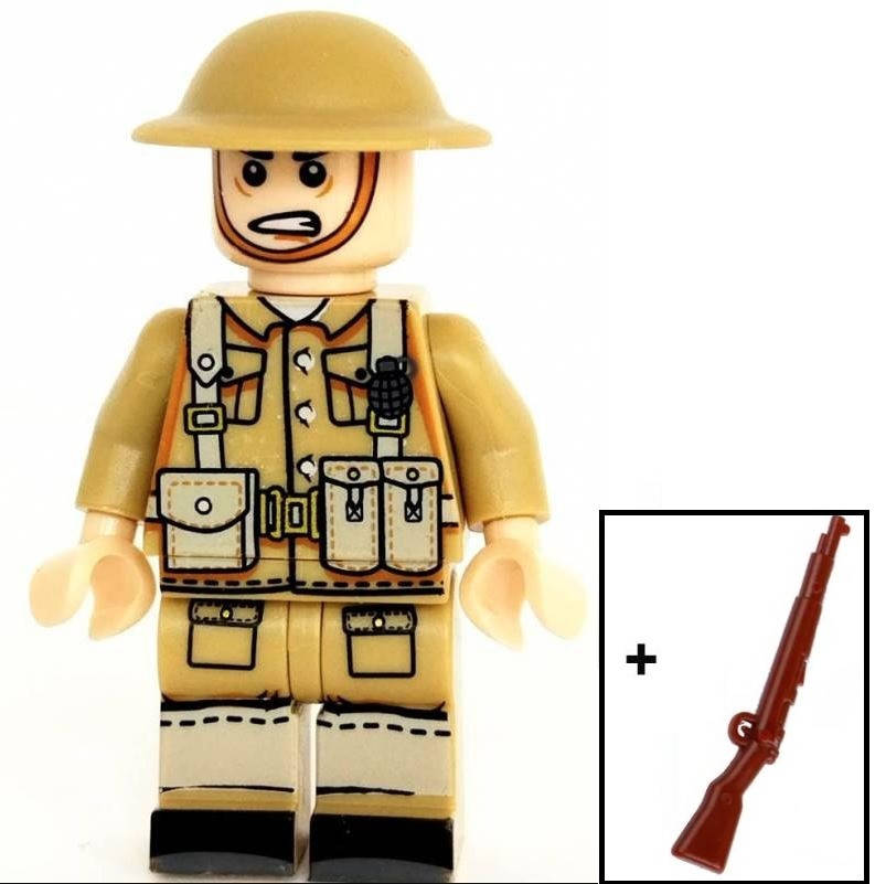 

Военные фигурки, Английский солдат №2 1шт, BrickArms, Бежевый