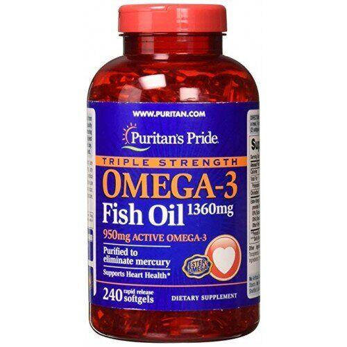 

Puritan's Pride Triple Strength Omega-3 Fish Oil 1400 mg (950 mg Active Omega-3) 240caps