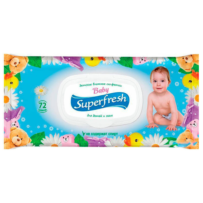 

Салфетки влажные детские "Superfresh" 488044, 72 шт, с клапаном