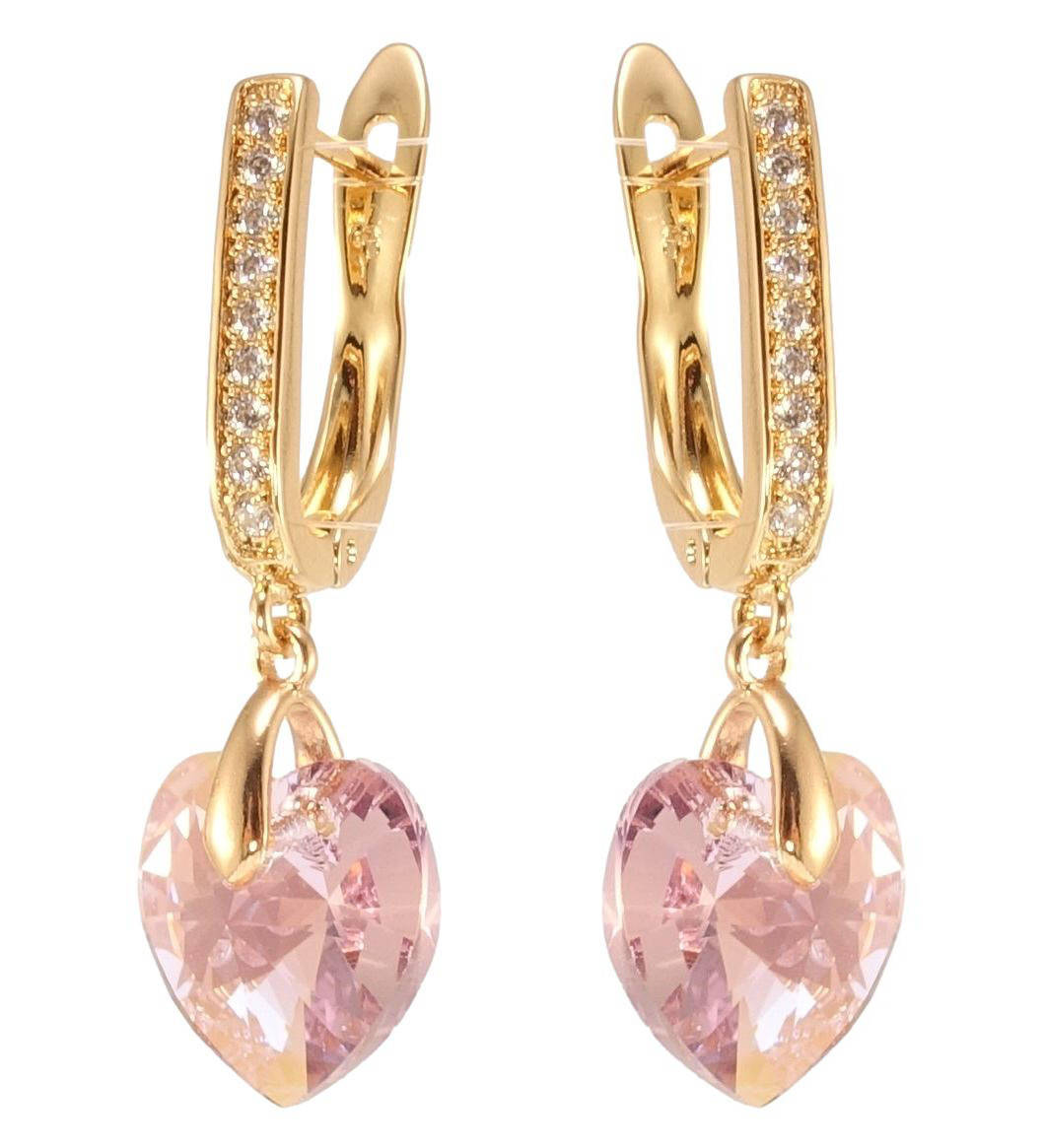 

Серьги Xuping Позолота 18K с кр-ми Swarovski подвески английский замок "Кристальное сердце Light Amethyst"