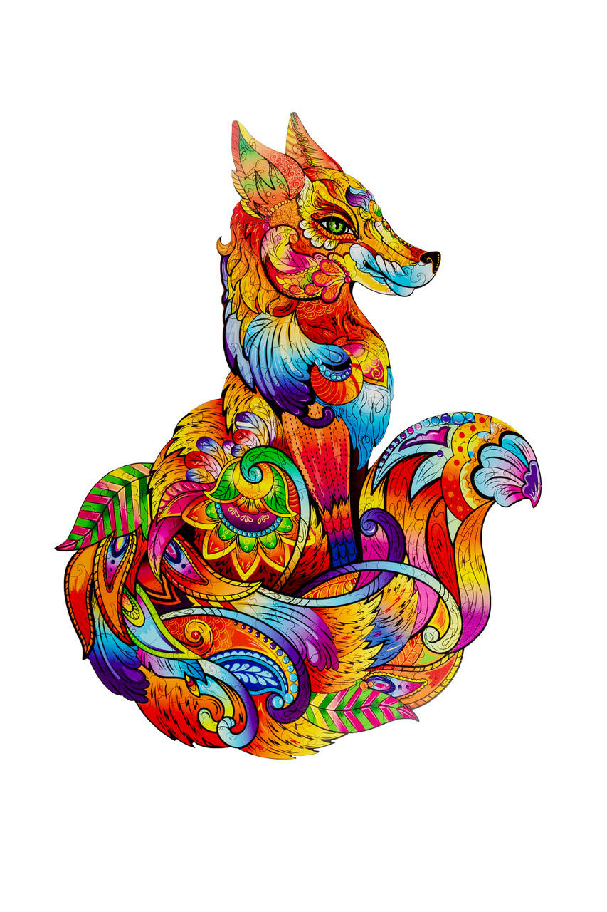 

Деревянный пазл Лиса на 167 фигурных элементов в подарочной коробочке 38х48 см. Фигурный пазл картинка