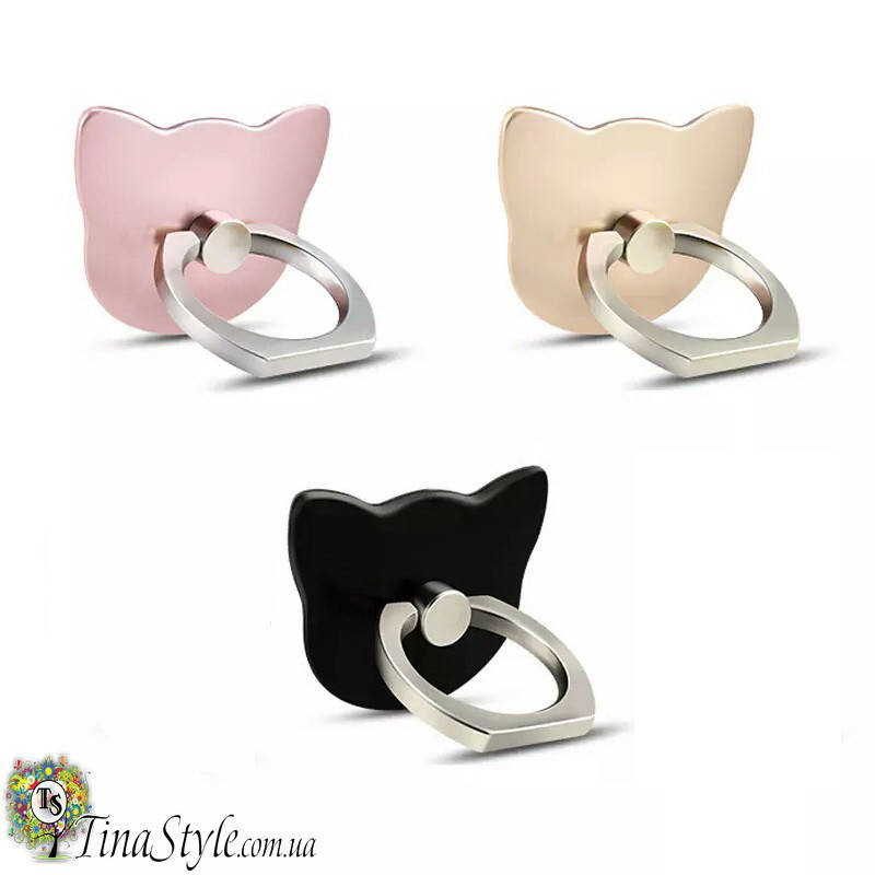 

Держатель для телефона Кошка на палец 3 цвета PopSocket Попсокет кольцо попсокеты iPhone розовое золото черный