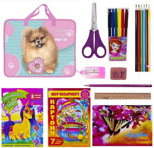 

Набор канцтоваров школьный в подарок первокласснику в папке Kidis What's 13084