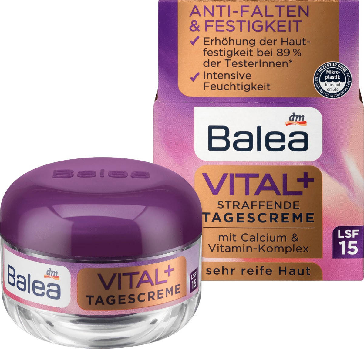 

Balea Vital+ Straffende Tagescreme LSF15 Дневной крем c кальцием для очень зрелой кожи лица 50 мл 50+