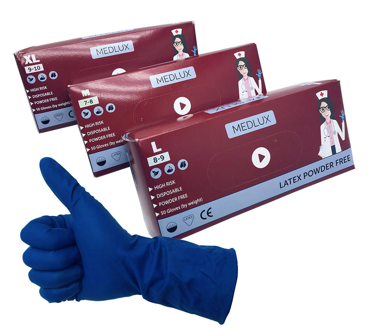

Перчатки медицинские нестерильные, неопудренные MEDLUX, размер — , уп. — 25 пар, Синий
