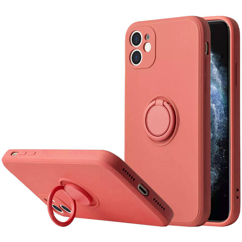 

Чехол Candy Ring Full Camera для Apple iPhone 12 Красный / Camellia