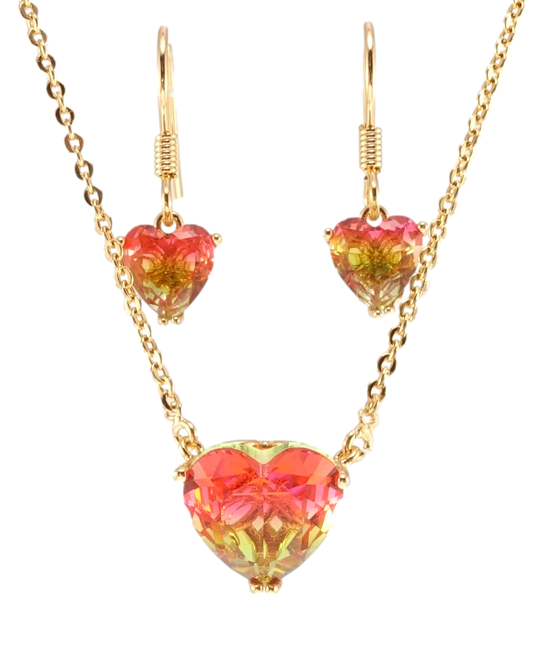 

Набор Xuping Позолота 18K Серьги Кулон на цепочке "Цветные кристальные сердечки" размер 49-55см х 1мм