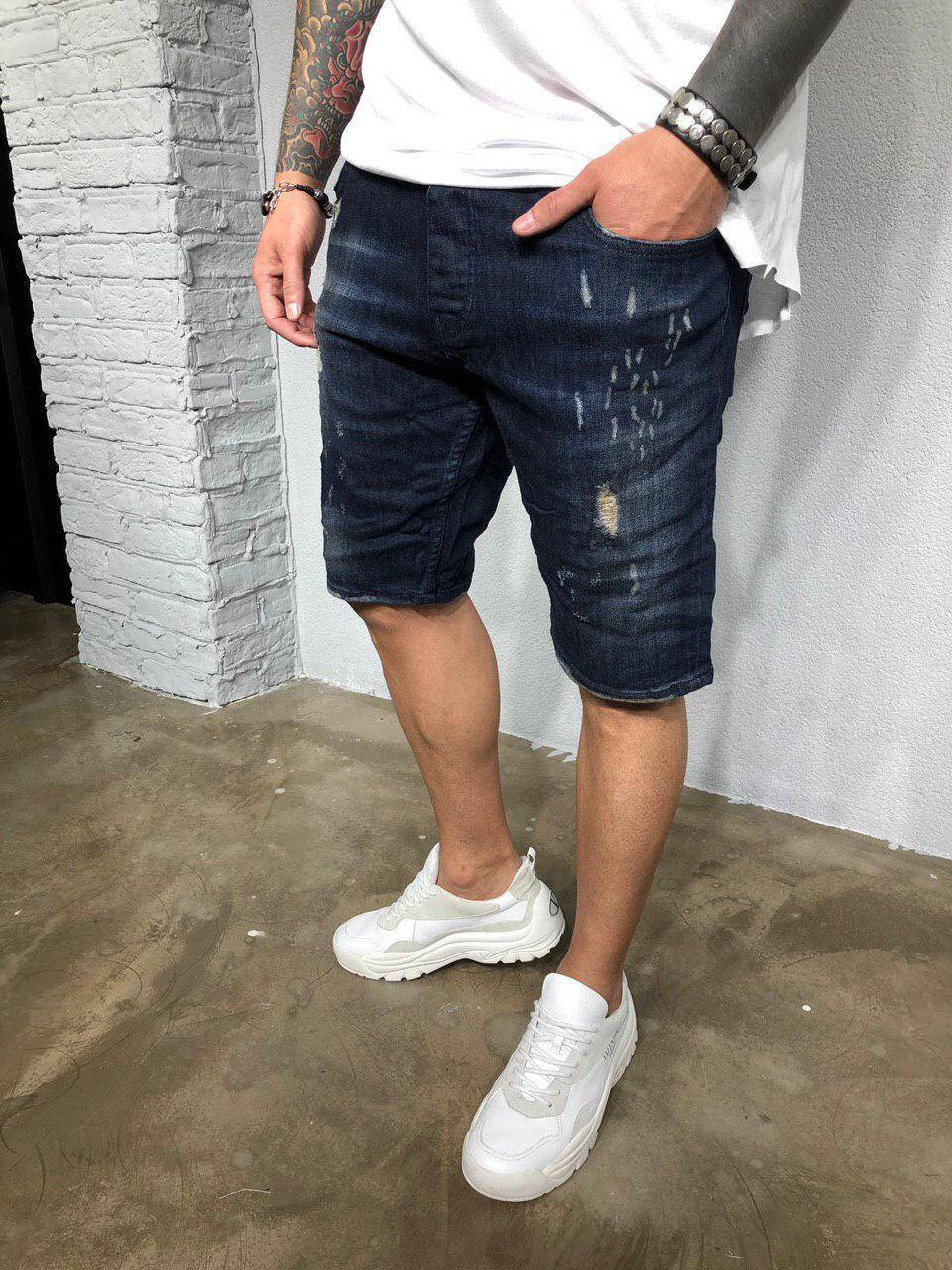 

Мужские шорты рваные темно синие / ЛЮКС КАЧЕСТВО / шорты джинсовые мужские синие / Мужские джинсовые шорты 34, Синий