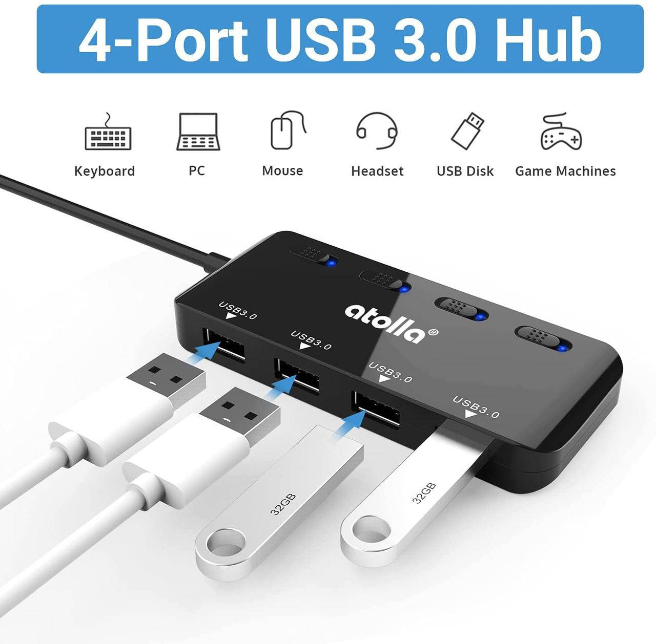 

Б/у USB-концентратор atolla, 4-портовый USB-концентратор 3.0