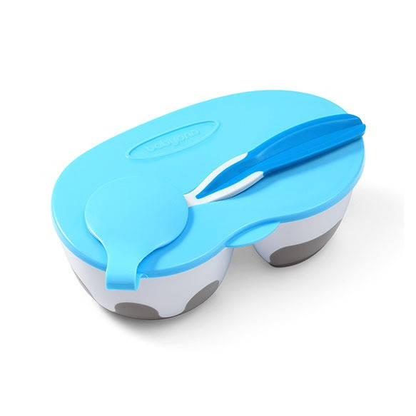 

Детская мисочка для кормления на 2 секции с крышкой и ложкой тм Babyono