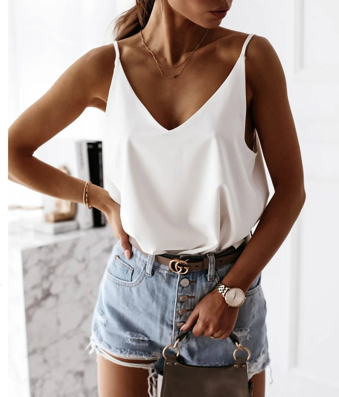 

Майка женская свободная стильная летняя софт черная белая 42-46, Белый