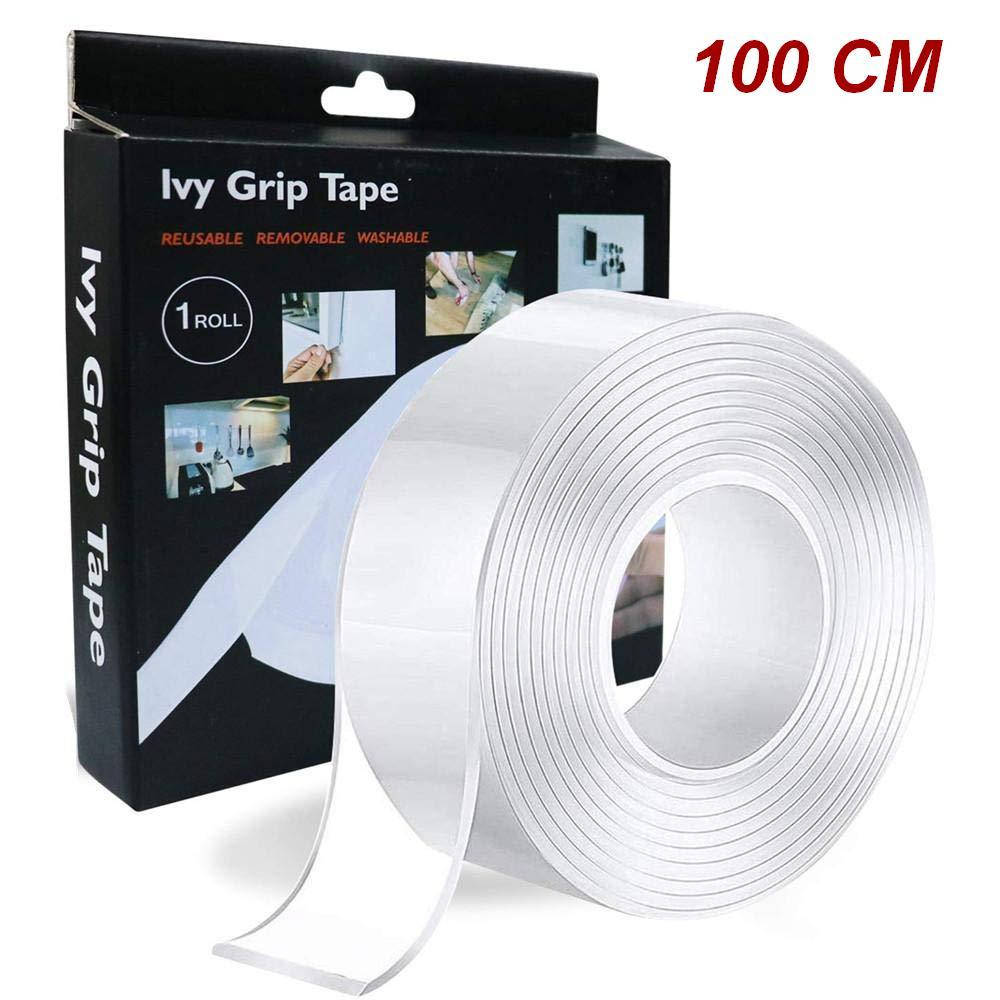 

Двостороння багаторазова клейка стрічка Ivy Grip Tape 100 см, Прозрачный