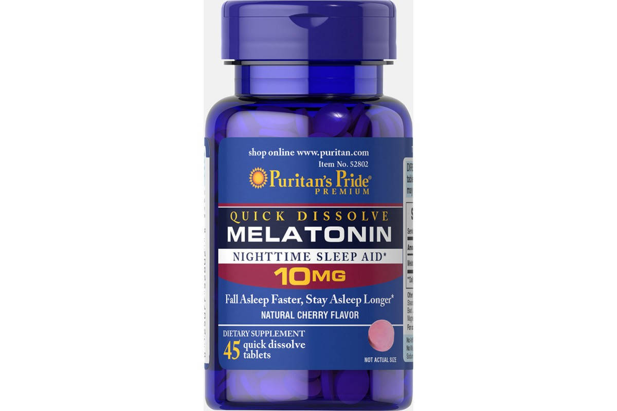 

Puritan's Pride Melatonin Flavoured 10 mg, Мелатонин (45 таб.)