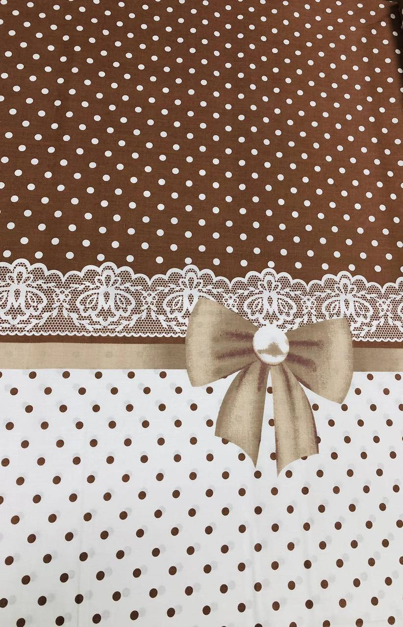 

Ткань Бязь Gold Горошек с бантом 220 см отрези 1.10+0.90+4.50 м