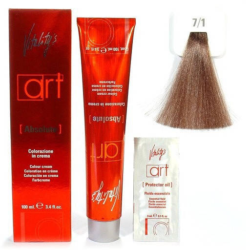 

7/1 Попелястий блондин Vitality's Art Absolute Стійка італійська Фарба для волосся з масляним коктейлем,100 мл