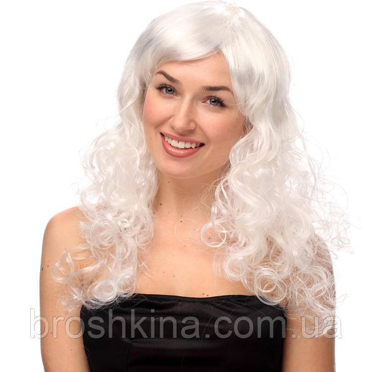 

Парик карнавальный волнистый с челкой L 55 см белый