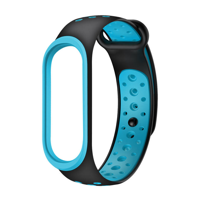 

Ремешок mi band 4 ремешок к браслету Mi Band 3 перфорированный черно-синий