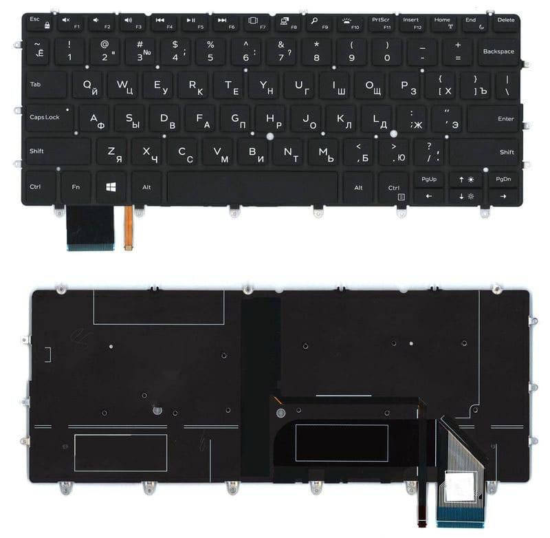 

Клавиатура Dell для ноутбука XPS 13 9370 9380 с подсветкой, Черный