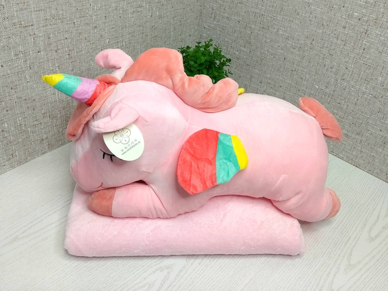 

Плед - мягкая игрушка "Единорог" розовый