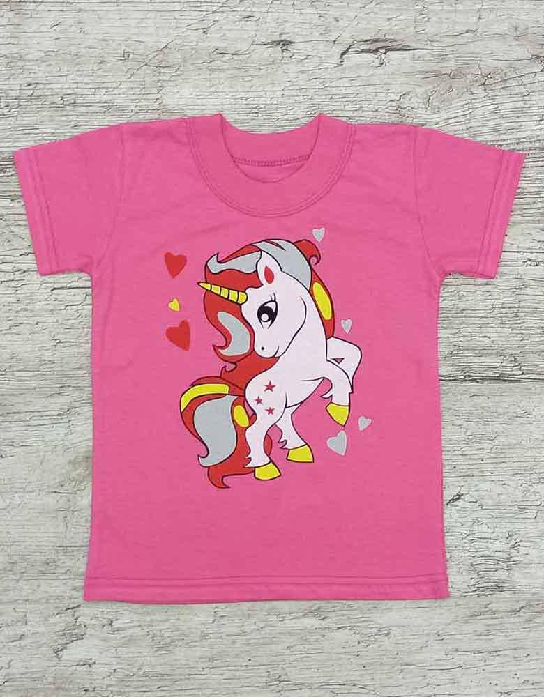 

Футболка для девочки розовая Единорог 00023, Розовый