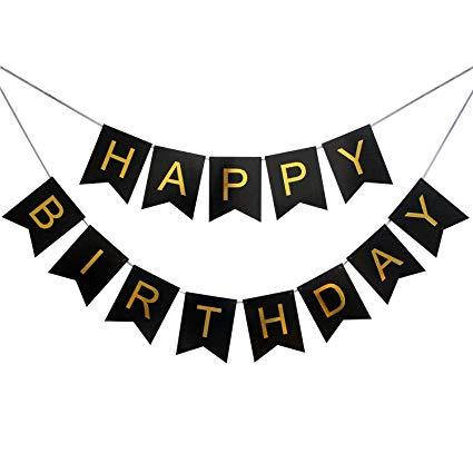 

Гирлянда-растяжка флажки Happy Birthday черная