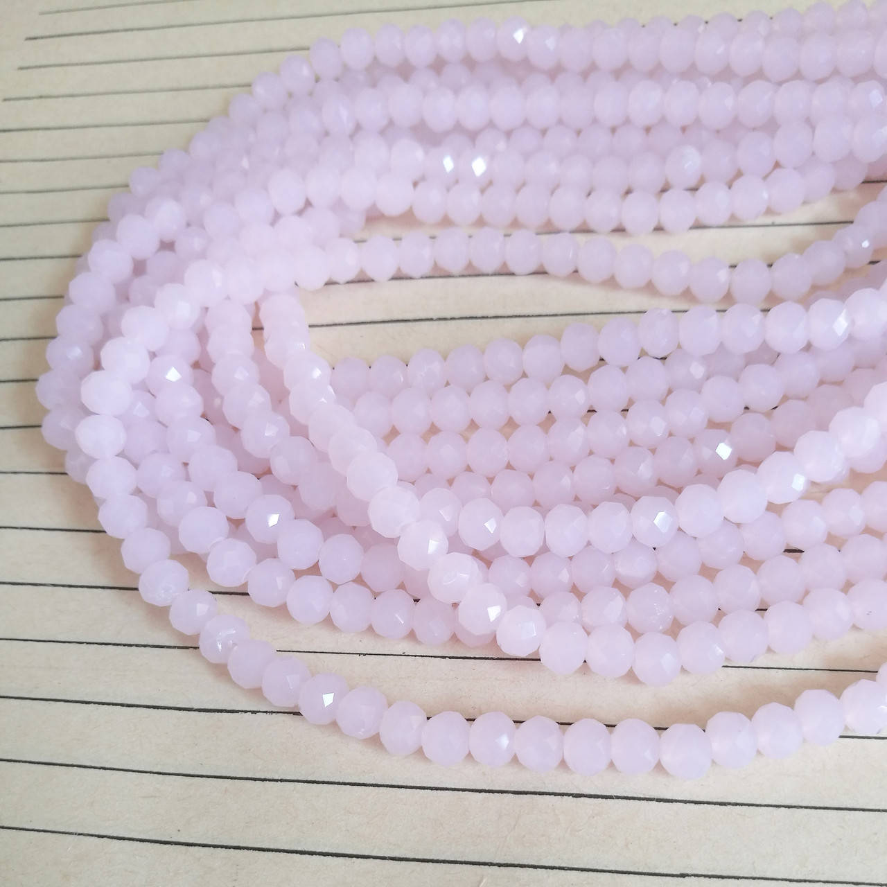 

Кришталева намистина, рондель, рожева матова, 4х6 мм